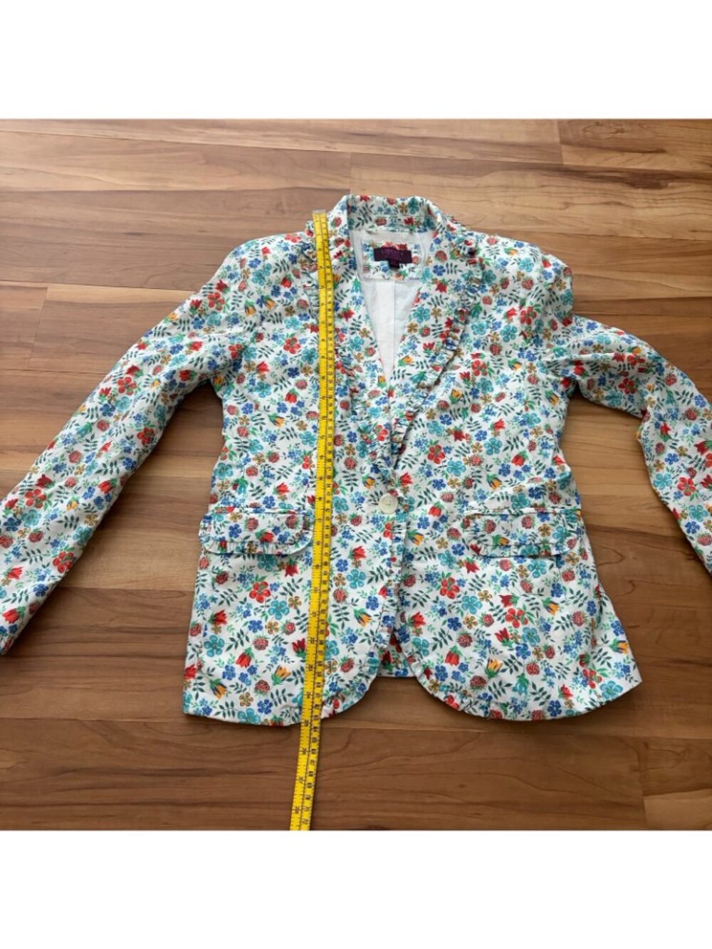 J Crew Womens Jacket Liberty Art Fabrics Ruffled Edenham Blazer Size 4P Floral - Picture 4 of 10